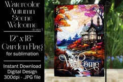 Watercolor Autumn 12x18 Welcome Garden Flag Sublimation Product Image 1