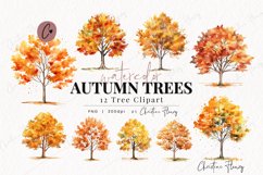 Watercolor Autumn Tree Clipart Product Image 1