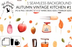 Watercolor autumn vintage kitchen tools scrapbooking papers  sublimation mug tumbler 1