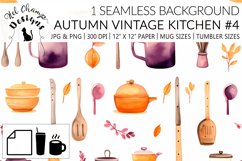 Watercolor autumn vintage kitchen tools scrapbooking papers  sublimation mug tumbler 1
