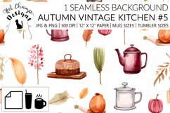 Watercolor autumn vintage kitchen tools scrapbooking papers  sublimation mug tumbler 1