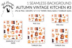 Watercolor autumn vintage kitchen tools scrapbooking papers  sublimation mug tumbler 2