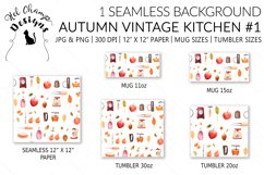 Watercolor autumn vintage kitchen tools scrapbooking papers  sublimation mug tumbler 2