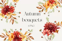 Watercolor autumn wildflowers bouquet