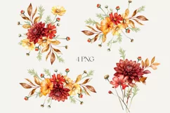 Watercolor autumn wildflowers bouquet
