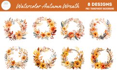 Watercolor Autumn Wreath Clipart Bundle Product Image 2
