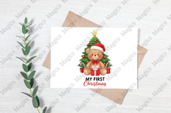Watercolor Baby 1st Christmas Teddy Bear Sublimation Product Image 3