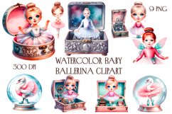 Watercolor Baby Ballerina Clipart Product Image 1