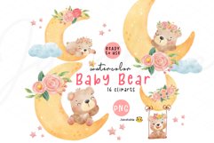watercolor cute baby bear clipart, teddy bear clipart png Product Image 1