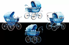 Blue Watercolor Baby Carriage Clipart Product Image 2