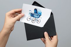 Blue Watercolor Baby Carriage Clipart Product Image 3