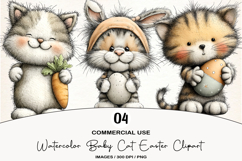 Watercolor Baby Cat Easter Clipart Product Image 1