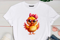 Watercolor Chick Clipart with Bows PNG Product Image 2