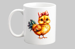 Watercolor Chick Clipart with Bows PNG Product Image 3