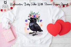 Watercolor Baby Crow With Flower Crown Clipart, Bird Mug PNG Product Image 5