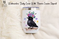 Watercolor Baby Crow With Flower Crown Clipart, Bird Mug PNG Product Image 6