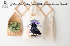 Watercolor Baby Crow With Flower Crown Clipart, Bird Mug PNG Product Image 7