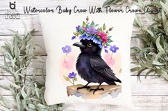 Watercolor Baby Crow With Flower Crown Clipart, Bird Mug PNG Product Image 8
