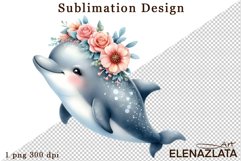 Watercolor baby dolphin clipart. Cute dolphin illustrations Product Image 1