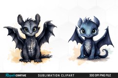 Watercolor Baby Dragon Exquisite Clipart Product Image 1