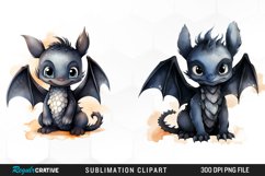 Watercolor Baby Dragon Exquisite Clipart Product Image 1