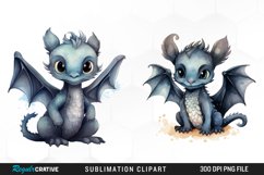 Watercolor Baby Dragon Graphics Clipart Product Image 1