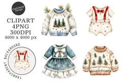 Watercolor Baby First Christmas Clipart Product Image 1
