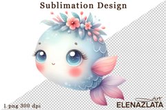 Watercolor baby golden fish clipart. Cute fish illustrations Product Image 1