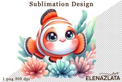 Watercolor baby golden fish clipart. Cute fish illustrations Product Image 1