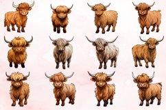 Watercolor Baby Highland Cows Clipart Bundle Product Image 2