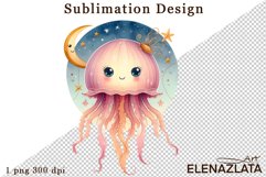 Watercolor baby jellyfish clipart. Cute sea illustrations Product Image 1