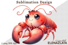 Watercolor baby shrimp clipart. Cute shrimp illustrations Product Image 1