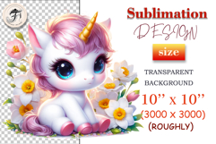 Watercolor unicorn surrounded by daffodils – perfect for spring gifts and apparel.