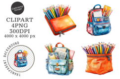 Watercolor Back To School Clipart Product Image 1