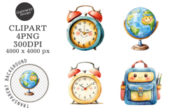 Watercolor Back To School Clipart Product Image 1
