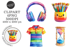 Watercolor Back To School Clipart Product Image 1