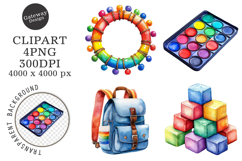 Watercolor Back To School Clipart Product Image 1