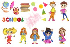 Watercolor back to school clipart. Children boys and girls Product Image 4