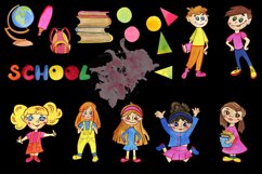 Watercolor back to school clipart. Children boys and girls Product Image 6