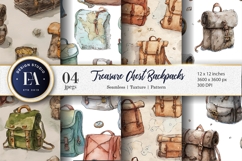 Watercolor Backpacks as Treasure Chest Pattern Digital Paper Product Image 1