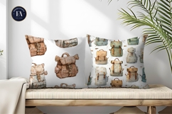 Treasure Chest Backpacks Seamless Watercolor Digital Paper Product Image 2