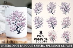 Watercolor Baroque Sakura Splendor Clipart, Product Image 1