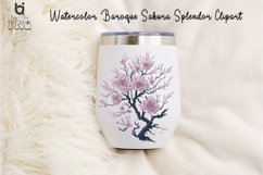 Watercolor Baroque Sakura Splendor Clipart, Product Image 6