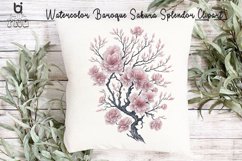 Watercolor Baroque Sakura Splendor Clipart, Product Image 9