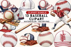 Baseball Watercolor Clipart Bundle Product Image 1