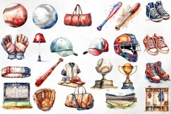 Watercolor Baseball Clipart Bundle Product Image 3