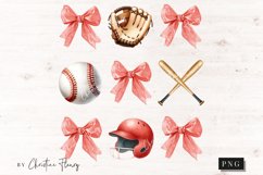 Red Baseball And Coquette Bow PNG | Baseball PNG Product Image 4