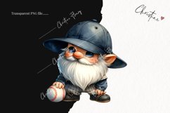 Watercolor Baseball Gnome PNG | Gnome PNG Product Image 2