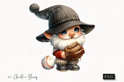 Watercolor Baseball Gnome PNG | Gnome PNG Product Image 1