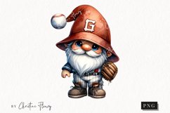 Watercolor Baseball Gnome PNG | Gnome PNG Product Image 1